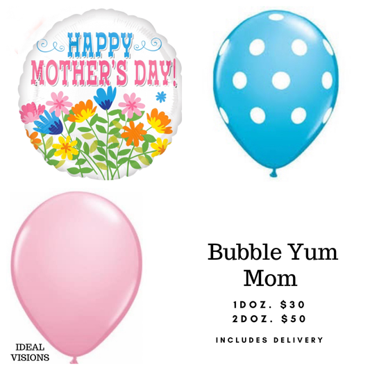 Bubble Yum Mom Balloon Bundle 1 Dozen