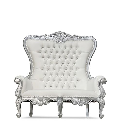 Silver and white throne loveseat